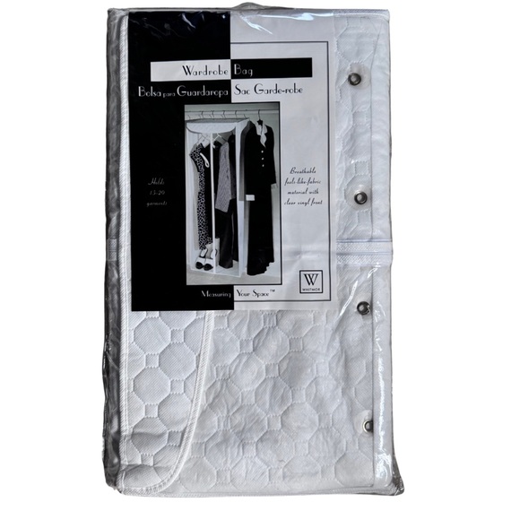 Whitmor Quilted White Garment Bag NEW - Picture 1 of 3